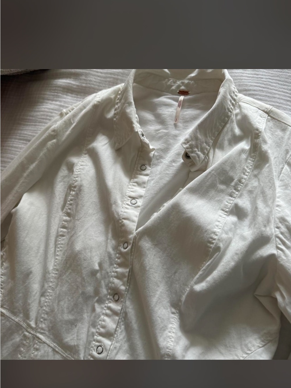 Free People Ivory Button-Front Shirt Dress - Picture 9 of 10
